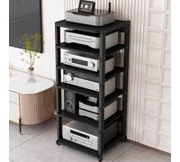 Mueble de alta fidelidad, soporte extraíble de 4 niveles para reproductor de DVD/CD, amplificador y equipo AV, estante negro, elegante mueble de entretenimiento para el hogar