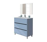 Mueble de baño 82 cm kalma con patas y espejo (sin lavabo) color azul talco