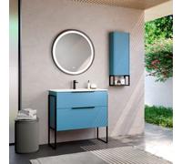 Mueble de Baño Al Suelo con Lavabo Cerámico Galsaky Industrial | Mueble Baño con Patas de 2 cajones con Cierre Amortiguado y Organizador | Guías Hettich | Island Mate | 60cm