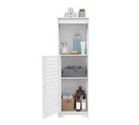 Mueble de baño, armario de baño de 4 niveles, muebles de baño de PVC con puerta y rejillas de ventilación, armario estrecho, armario de almacenamiento para inodoro, dormitorio, cocina, salón, 28 x 25