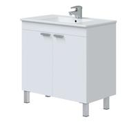 Mueble de baño atenea con patas armario 2 puertas abatibles color blanco brillo 80 cm (sin lavabo)
