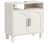 Mueble de baño bajo lavabo HOMCOM, mueble independiente con estante ajustable para lavabos sin pedestal, 60 x 30 x 63 cm, blanco crema