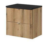 Mueble de baño bajo lavabo newport con 2 cajones 60x60x40 cm - roble/negro
