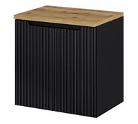 Mueble de baño bajo lavabo newport con 2 puertas 60x60x40 cm - negro/efecto roble [en.casa]