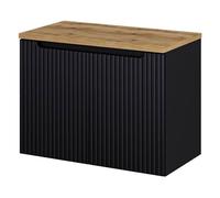 Mueble de baño bajo lavabo newport con 2 puertas 80x60x40 cm - negro/efecto roble [en.casa]