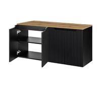 Mueble de baño bajo lavabo newport con 4 puertas 120x60x40 cm - negro/efecto roble [en.casa]