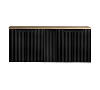 Mueble de baño bajo lavabo newport con 5 puertas 140x60x40 cm - negro/efecto roble [en.casa]