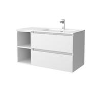 Salgar Mueble de Baño Bequia 100cm + Coqueta 2 Huecos Izquierda + Lavabo cerámica | Blanco Mate |100x45x56