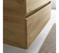 Salgar Mueble de baño Bequia 120 cm con 2 lavabos 100% montado de fábrica | Acabado Roble suspendido 4 cajones Cierre amortiguado Apertura con uñero | Lavabos sobre encimera