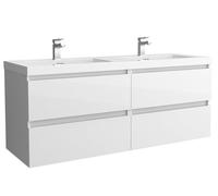 Mueble de Baño BEQUIA 140cm Blanco Brillo | Lavabo Toscana Carga Mineral Centrado
