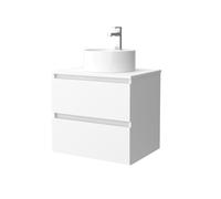 Salgar Mueble de baño Bequia 70 cm con Lavabo 100% montado de fábrica | Acabado Blanco Mate suspendido 2 cajones Cierre amortiguado Apertura con uñero | Lavabo sobre encimera
