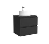 Mueble de baño Bequia 70 cm con Lavabo 100% montado de fábrica | Acabado Negro Mate suspendido 2 cajones Cierre amortiguado Apertura con uñero | Lavabo sobre encimera | Salgar