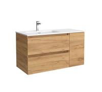 Salgar Mueble de Baño Bequia 90cm + Coqueta 1 Puerta Derecha + Lavabo cerámica | Roble |90x45x56
