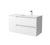 Mueble de Baño Bequia 90cm + Coqueta 1 Puerta Izquierda + Lavabo cerámica | Blanco Mate |90x45x56