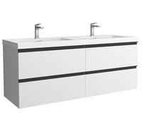 Mueble de Baño BEQUIA Metal 140cm Blanco Mate | Lavabo Toscana Carga Mineral Centrado