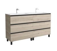 Mueble de Baño BEQUIA Metal 3C 160cm Natural | Lavabo Vilna Solid Surface Centrado
