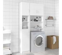 Mueble de Baño Blanco, Madera Contrachapada, Armario Auxiliar con 4 Compartimentos con Puertas, 2 Compartimentos Abiertos, Diseño Práctico, Requiere Montaje, Para Baño y Hogar, 32 x 25.5 x 190 cm