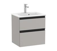 Roca Mueble de baño Unik The Gap 50cm gris mate lavabo 2 cajones Sin patas Sin caja Sin colgadores