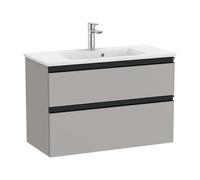 Mueble de Baño Compacto con Lavabo y 2 Cajones Color Gris Mate Unik de 80 cm Colección The Gap Roca - Sin conjunto de patas / Sin set de 2 colgadores
