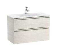 Mueble de baño compacto con lavabo y 2 cajones de 80 cm de ancho color fresno Unik The Gap Roca - Sin conjunto de patas / Set de 2 colgadores