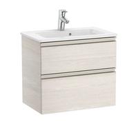 Mueble de Baño Compacto con Lavabo y 2 Cajones Unik de 60 cm Colección The Gap Fresno Roca - Con conjunto de patas / Con caja organizadora / Con caja organizadora + Sin set de 2 colgadores