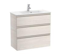 Mueble de baño compacto con lavabo y 3 cajones de 80 cm de ancho en color fresno Unik The Gap Roca - Sin conjunto de patas / Con caja organizadora / Con caja organizadora + Sin set de 2 colgadores