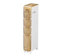 Mueble de baño Compacto - Organizador Independiente con cajones y Asas - Carrito rodante Estrecho for Cocina, lavadero y Espacios reducidos - Portarrollos de Papel higiénico móvil(4-Tiers)
