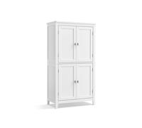 VASAGLE Mueble de Baño, Armario de Baño, Armario de Cocina, Armario Almacenaje con 4 Puertas, Estantes Regulables, 30 x 60 x 110 cm, Blanco BBC552P31