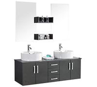 Mueble de baño con doble lavabo, modelo Butterfly, 150 cm, grifos incluidos