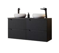 Mueble de baño con doble lavabo newport con 4 cajones mdf / cerámica 120 x 72 x 40 cm - negro