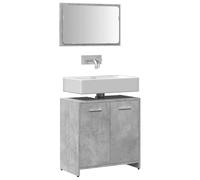 Mueble de Baño con Espejo, Panel de Madera, Diseño Minimalista, Armario Multiusos, Mueble Auxiliar de Baño, Cajoneras para Baño, Ideal para Baños y Dormitorios, Color Gris Hormigón, 60 x 33 x 60 cm