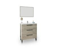 Mueble de baño con espejo sense 3 cajones roble alaska 80 x 86 x 45 cm