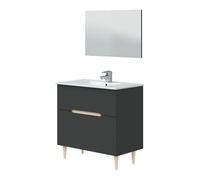 Mueble de baño con espejo y lavabo lotto color gris antracita y roble claro 80x45x80 cm 45 cm