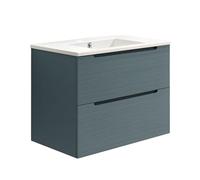 Mueble de Baño con Lavabo Boreal 60 cm 2 cajones suspendido Acabado Azul Oceano Mate Fabricado en Madera