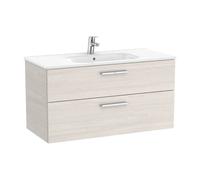 Roca Mueble de baño Victoria Unik 100 cm lavabo central Fresno - sin toallero, set de 2 colgadores