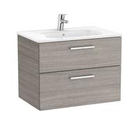 Mueble de baño de 70 cm de ancho con lavabo central color roble Unik Victoria Roca - Con toallero / Sin conjunto de patas / Sin caja organizadora + Sin caja organizadora + Sin set de 2 colgadores