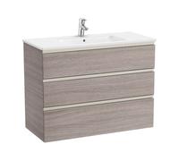 Mueble de Baño con Lavabo Central y Madera de Unik de 100,5 cm Colección The Gap Roble Roca - Sin toallero / Sin conjunto de patas / Sin caja organizadora + Sin set de 2 colgadores