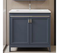 Mueble de baño con lavabo de cerámica, armario independiente con grifo caliente y frío, 80 cm, lavabo móvil para sala de estar, cocina, oficina, solución de almacenamiento