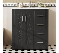 Mueble de Baño con Lavabo de Cerámica, de Pie, Negro, 76 x 46.5 x 85.5 cm