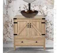 Mueble de baño con lavabo de cristal, mueble de tocador independiente para espacios pequeños, almacenamiento de baño contemporáneo