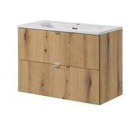 Mueble de baño con lavabo newport 80x57x39 cm - efecto roble [en.casa]