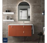 Mueble de Baño con Lavabo Salgar Uniiq 120 cm - Con espejo con retroiluminación / Sin estante / Lateral izquerdo + Sin sifón y sin desagüe + Sin set de patas + BL Blanco