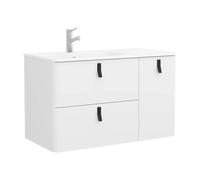 Mueble de Baño con Lavabo Salgar Uniiq 90 cm Blanco Mate - Sin espejo / Sin toallero / Con sifón con desagüe clicker + Sin patas + CR Cromo
