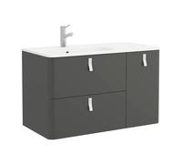 Mueble de Baño con Lavabo Salgar Uniiq 90 cm Gris Antracita - Con sifón con desagüe clicker / Sin armario / Con toallero + Sin patas + CR Cromo