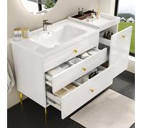 Mueble de baño con lavabo, unidad de almacenamiento, organizador de entrada, mueble de pasillo, 120 x 47,5 x 80 cm, diseño elegante y funcional que ahorra espacio, decoración moderna para el hogar.