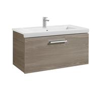 Mueble de baño con lavabo y 1 un cajón de 80 cm de ancho color fresno Unik Prisma Roca - Sin toallero / Sin caja organizadora / Sin caja organizadora + Set de 2 colgadores
