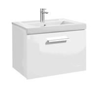 Mueble de Baño con Lavabo y 1 Cajón Unik de 60 cm Colección Prisma Blanco Brillo Roca - Sin toallero / Sin caja organizadora / Sin caja organizadora + Sin set de 2 colgadores