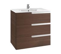Mueble de Baño con Lavabo y 3 Cajones Color Wengué Family Victoria-n de 100 cm Colección Unik Roca - Sin conjunto de patas / Sin caja organizadora / Sin caja organizadora