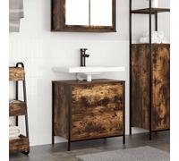 Mueble de baño con lavabo y cajones roble ahumado 60x34,5x60 cm