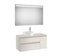 Mueble de baño con lavabo y espejo LED de 110 cm acabado fresno Pack The Gap Roca - Con lavabo / Con toallero / Con conjunto de patas + Sin caja organizadora + Con caja organizadora + Sin set de 2 col
